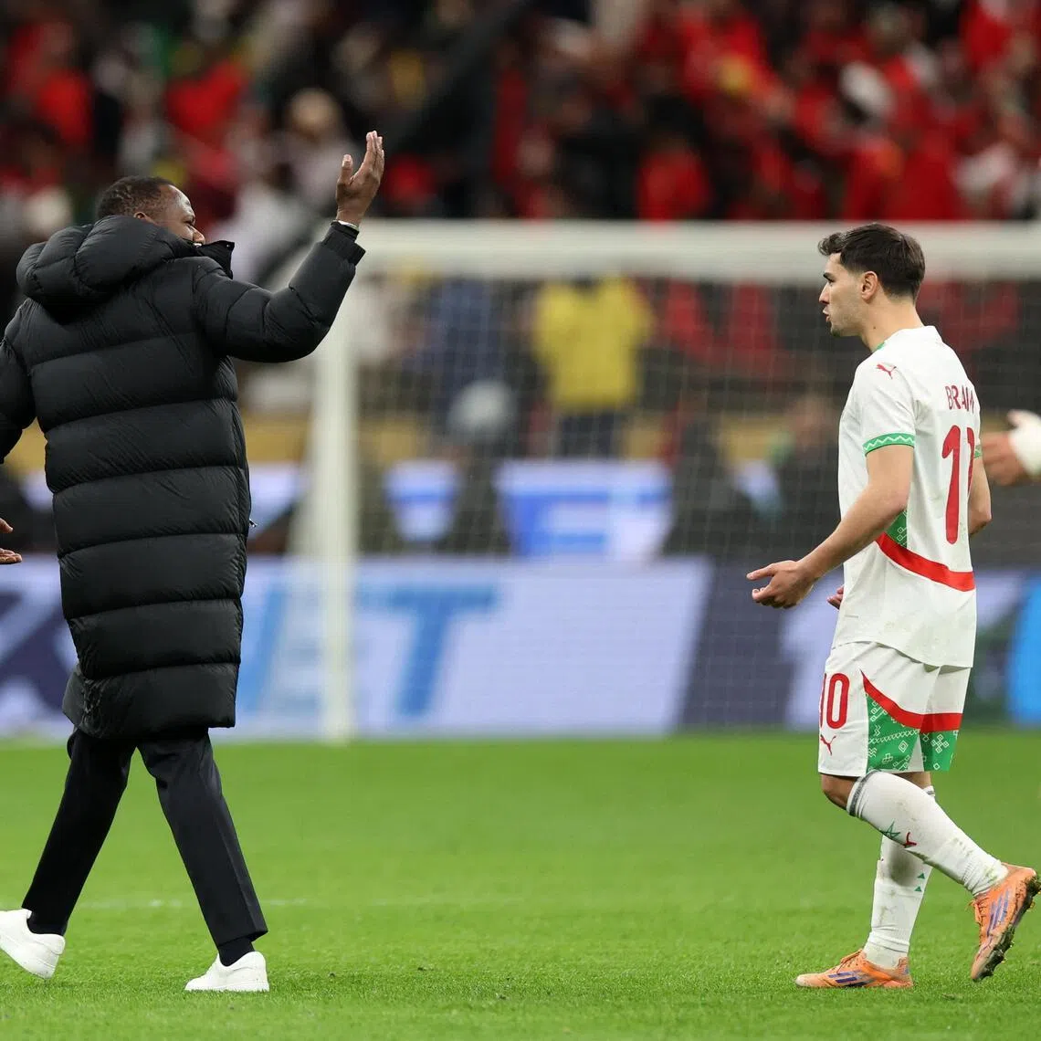 Senegal coach Pape Thiaw calls his players to leave the pitch after a penalty is awarded to Morocco in the Africa Cup of Nations final at Prince Moulay Abdellah Stadium, in Rabat on Jan 18, 2026.