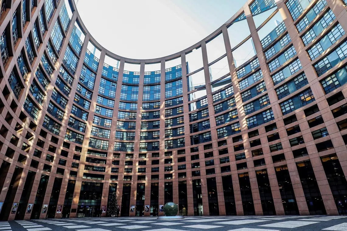 FILE PHOTO: A general view of the building of the European Parliament in Strasbourg, France, November 24, 2021. Julien Warnand/Pool via REUTERS/File Photo