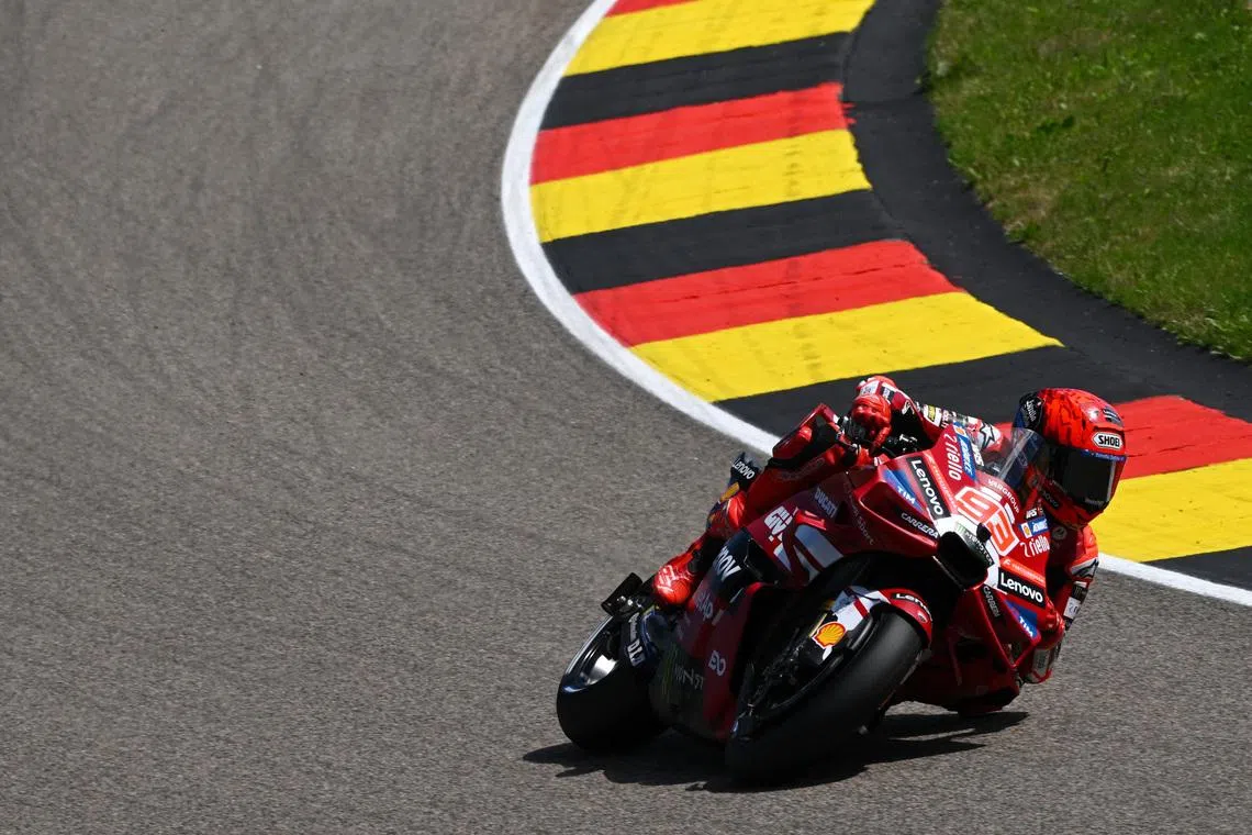 MotoGP - German Grand Prix - Sachsenring, Hohenstein-Ernstthal, Germany - July 11, 2026 Ducati Lenovo Team's Marc Marquez during qualifying REUTERS/Annegret Hilse