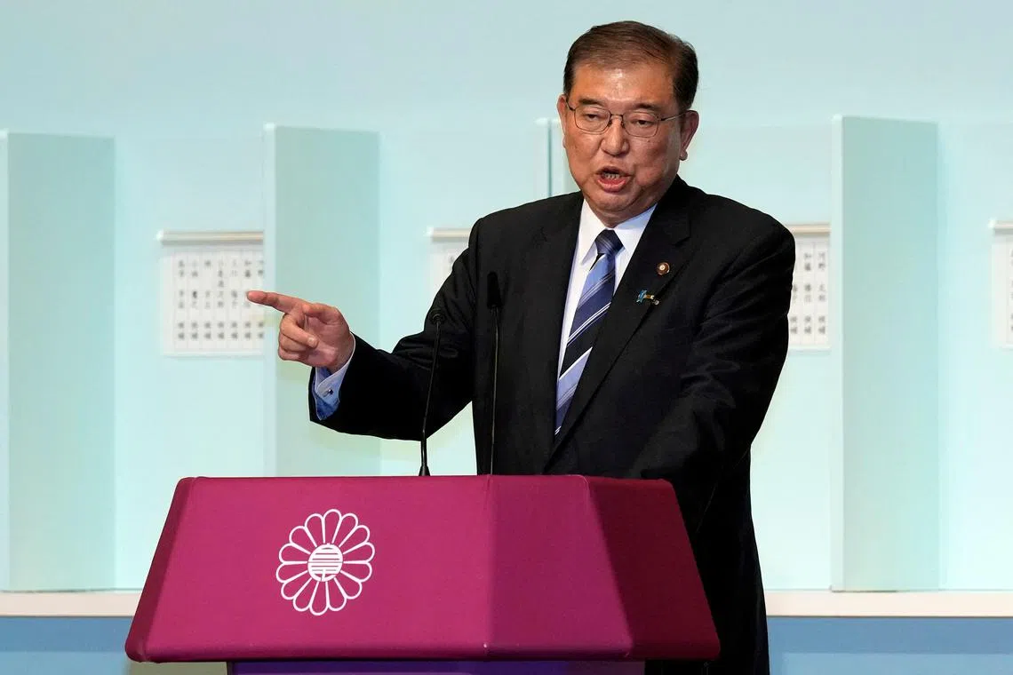 Shigeru Ishiba  speaks before a runoff election at the Liberal Democratic Party's (LDP) leadership election Friday, Sept. 27, 2024, in Tokyo.     Hiro Komae/Pool via REUTERS