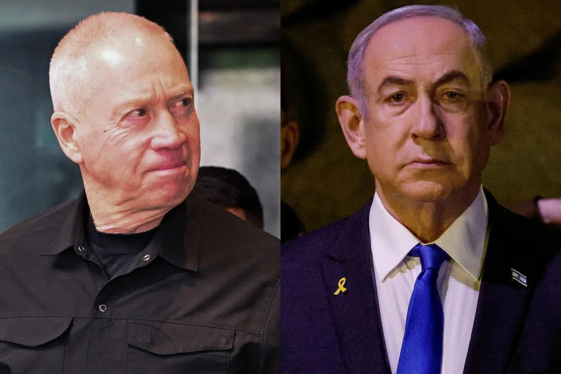 Defence Minister Yoav Gallant (left) has vowed to oppose any long-term military rule by Israel over Gaza, setting him at odds with Israeli Prime Minister Benjamin Netanyahu.