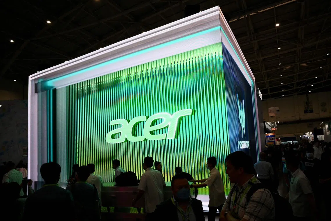 The Acer logo is seen at the Computex 2023 in Taipei on May 30, 2023. (Photo by Sam Yeh / AFP)