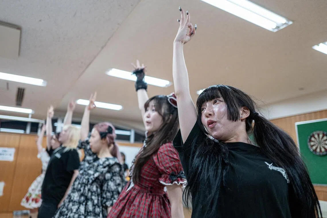 Members of the radical feminist theatre troupe TremendousCircus rehearsing ahead of their performance in Tokyo.