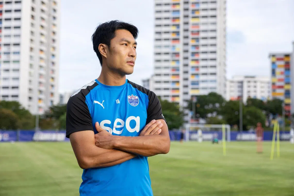 ST20250523_202594400994/dlsoc/Brian Teo/David Lee SJ/Profile of Lion City Sailors midfielder Song Ui-young at the Lion City Sailors Training Centre on May 23, 2025. ST PHOTO: BRIAN TEO