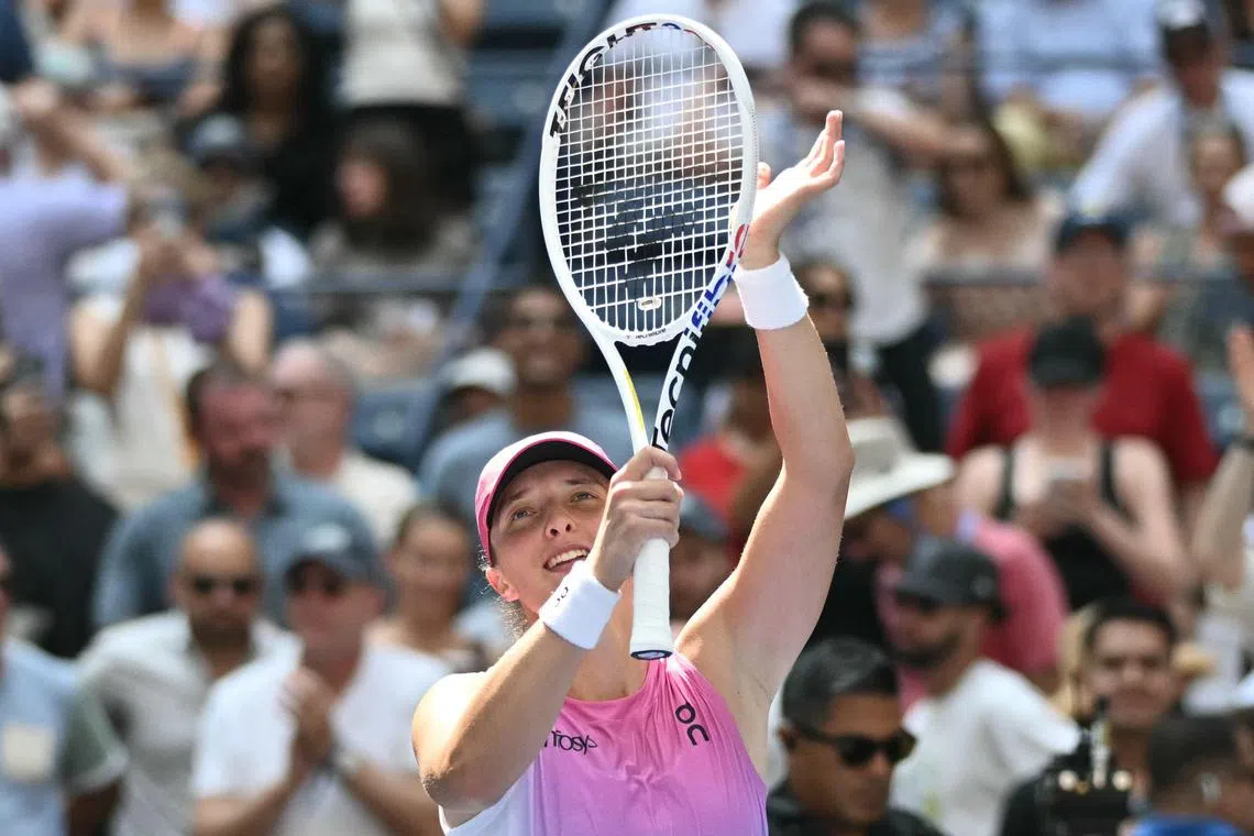 Poland's Iga Swiatek celebrates her win over Kamilla Rakhimova, on day two of the US Open.