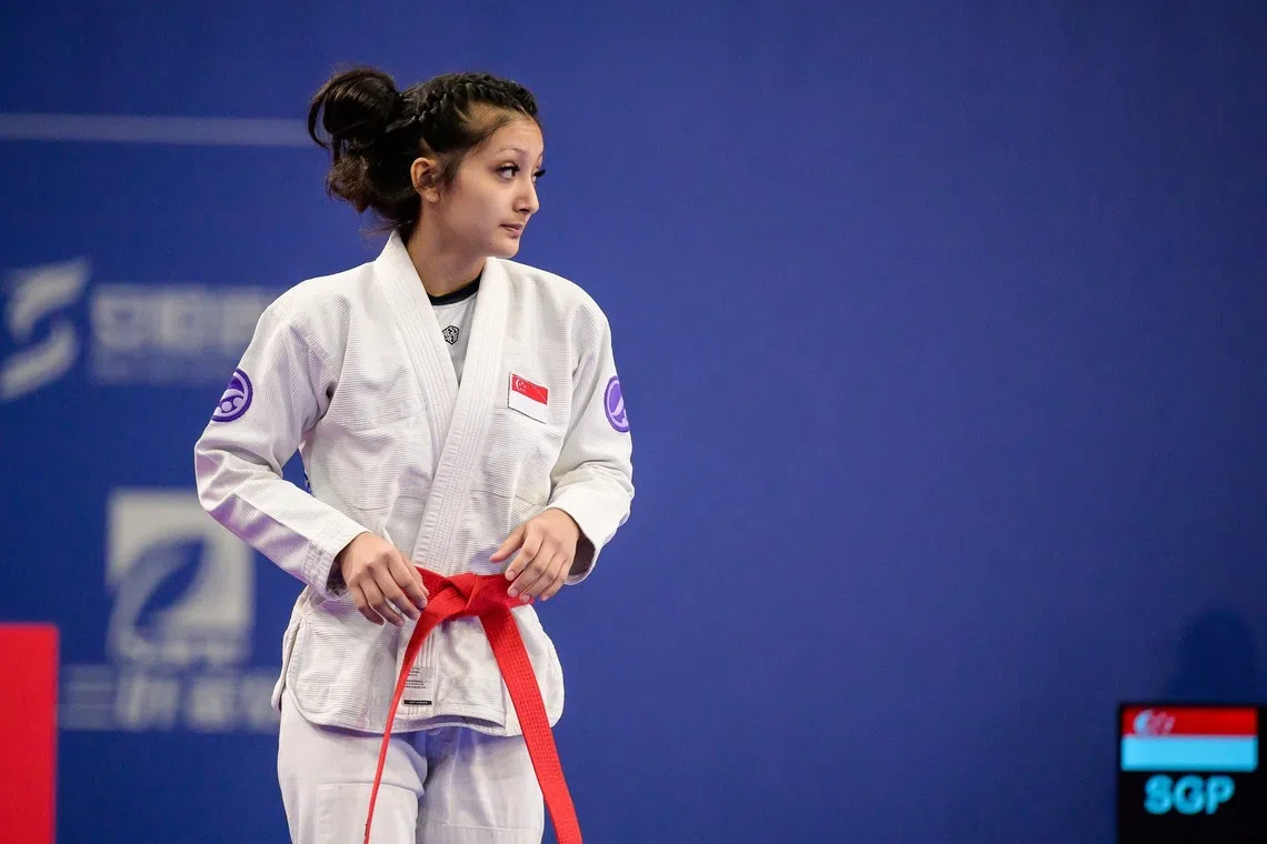 Ju-jitsu exponent Sofia Anabel Rivas in action at 2025 Asian Youth Games in Bahrain.