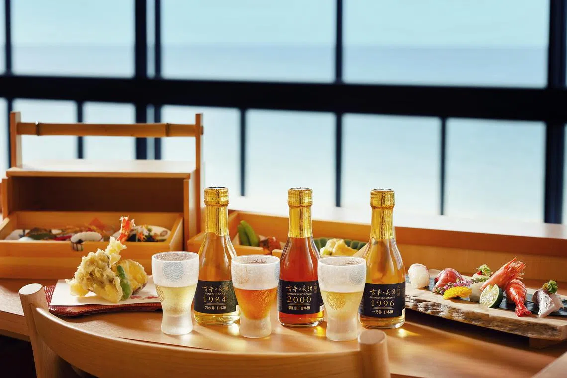 Vintage sake pairing with Japanese cuisine. Sake and wine clearly differ in how they are produced – the former from rice and the latter from grapes – but both are sophisticated fermented alcoholic beverages that sommeliers and restaurateurs say can vastly elevate the fine dining experience.