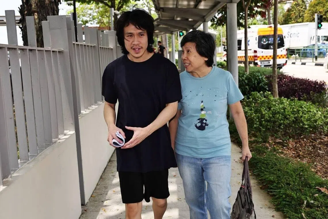 Amos Yee leaving Changi Prison with his mother on March 26. She had posted his $10,000 bail.