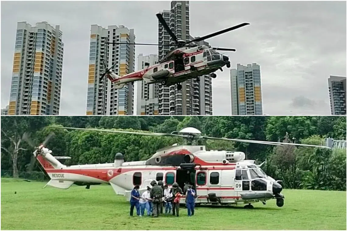 The man was taken conscious to Singapore General Hospital on a H225M helicopter.