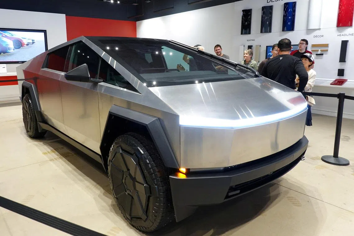 Clean sheets: Tesla’s slab-sided Cybertruck on display at a Tesla store in San Diego, California on Nov 20.