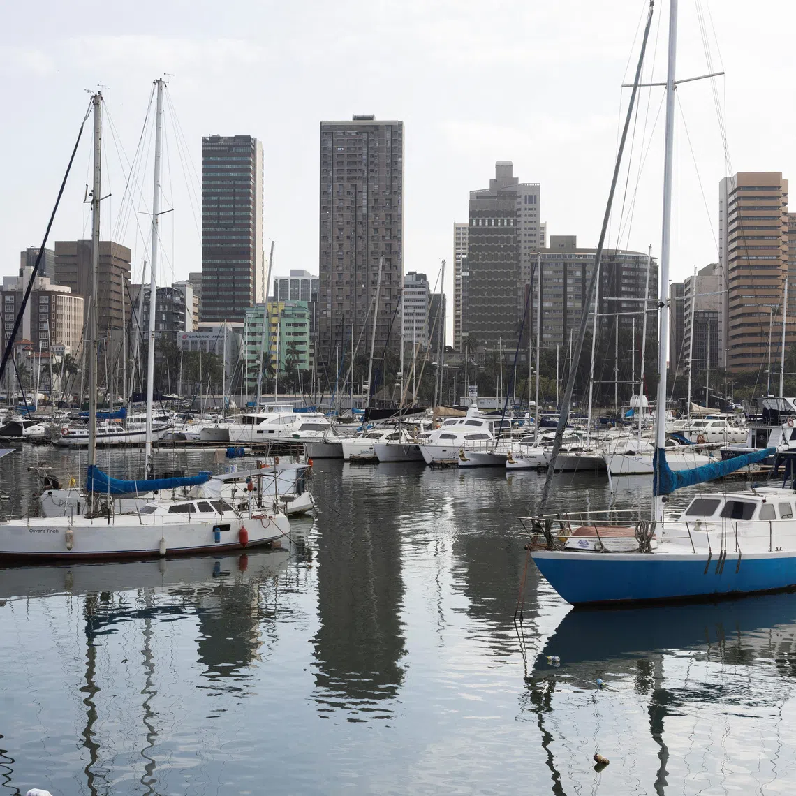 FILE PHOTO:  Yachts break the city skyline ahead of the G20 finance meeting in Durban, South Africa, July 15, 2025. REUTERS/Rogan Ward/File Photo