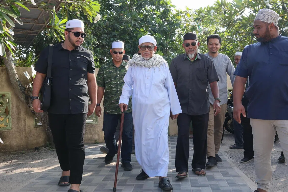 PAS president Hadi Awang about to deliver a lecture in his hometown of Marang on July 4, 2025 just weeks after being hospitalised. He has said that he wants to serve until he dies.