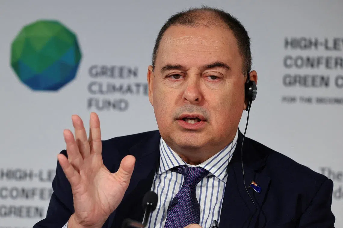 FILE PHOTO: Cook Islands Prime Minister Mark Brown addresses the media during a press conference of the Green Climate Fund (GCF) in Bonn, Germany, October 5, 2023. REUTERS/Wolfgang Rattay/File Photo