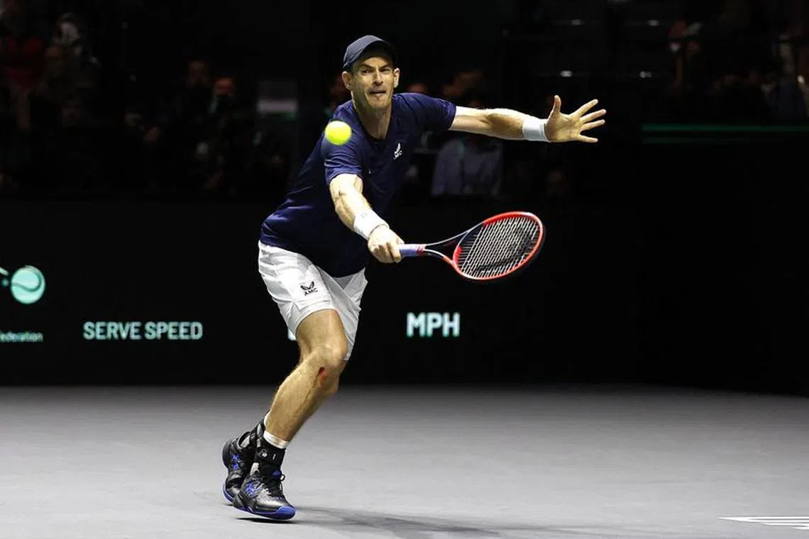 FILE PHOTO: Tennis - Davis Cup - Finals - Britain v Switzerland - AO Arena, Manchester, Britain - September 15, 2023 Britain's Andy Murray in action during his match against Switzerland's Leandro Riedi Action Images via Reuters/Jason Cairnduff/File Photo