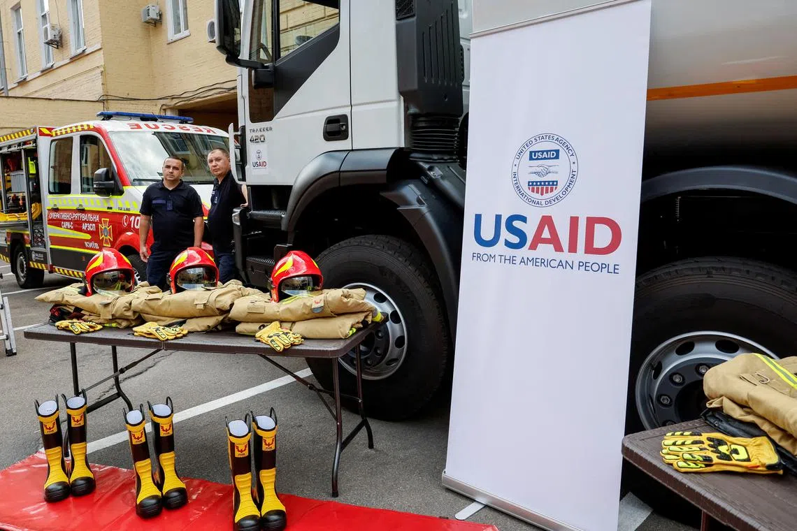 FILE PHOTO: Ukrainian rescuers appear next to new equipment, which was provide by United States Agency for International Development, in Kyiv, Ukraine, July 17, 2023. REUTERS/Alina Smutko/File Photo
