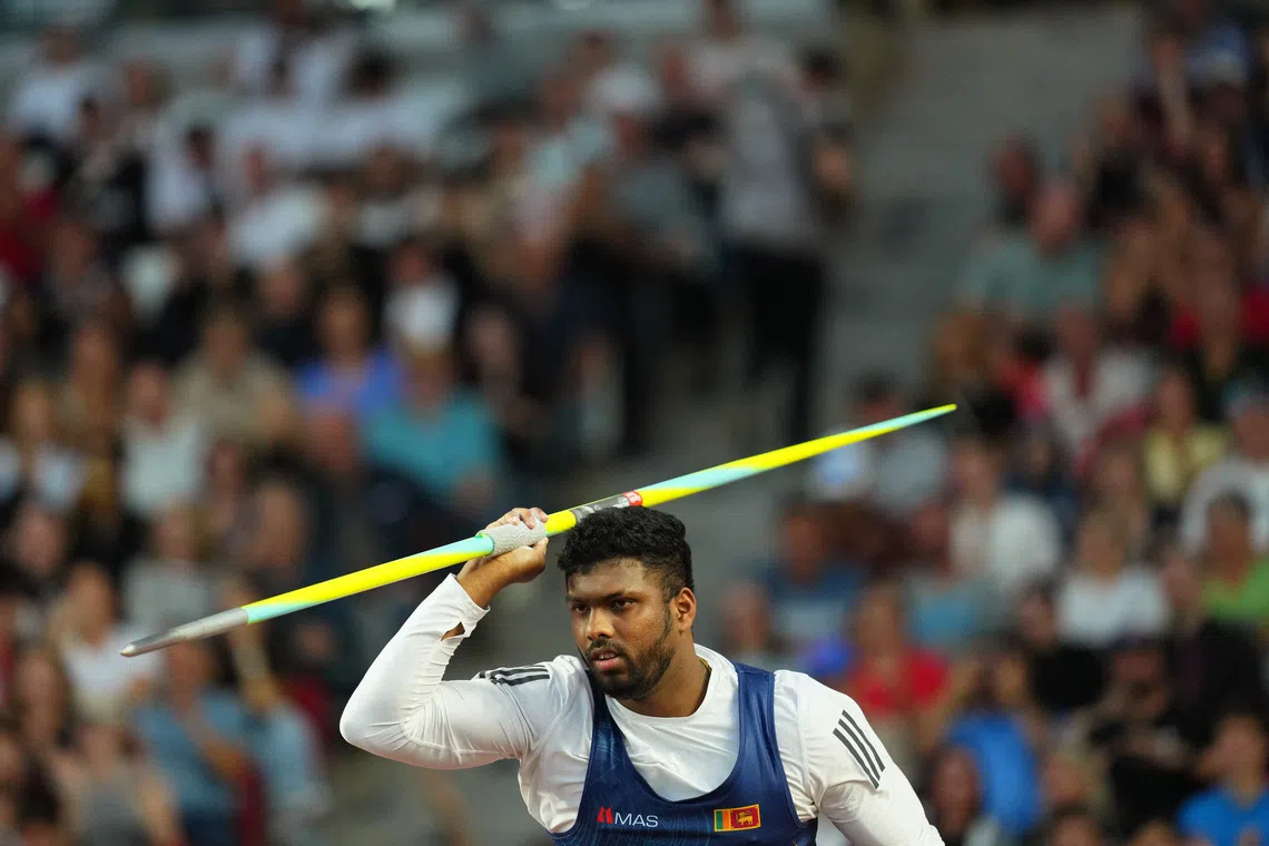 Athletics - 2026 World Athletics Ultimate Championships - National Athletics Centre, Budapest, Hungary - September 13, 2026 Sri Lanka's Rumesh Tharanga Pathirage in action during the Men's Javelin Throw final REUTERS/Aleksandra Szmigiel
