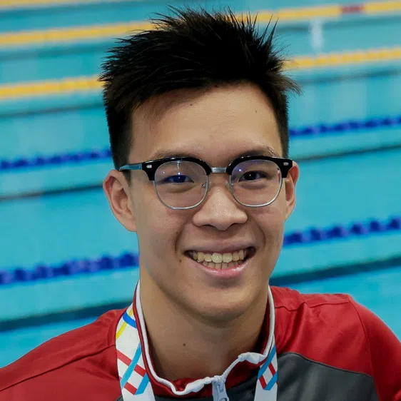 (From left) Mikkel Lee, Gan Ching Hwee and Letitia Sim won the men’s 50m freestyle, women’s 200m freestyle and women’s 200m individual medley respectively at SEA Games 2025.