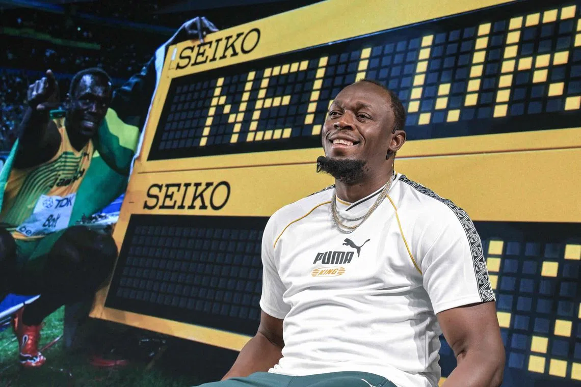 Legendary sprinter Usain Bolt speaks during a press conference in Tokyo on Sept 11, ahead of the start of the World Athletics Championships. 