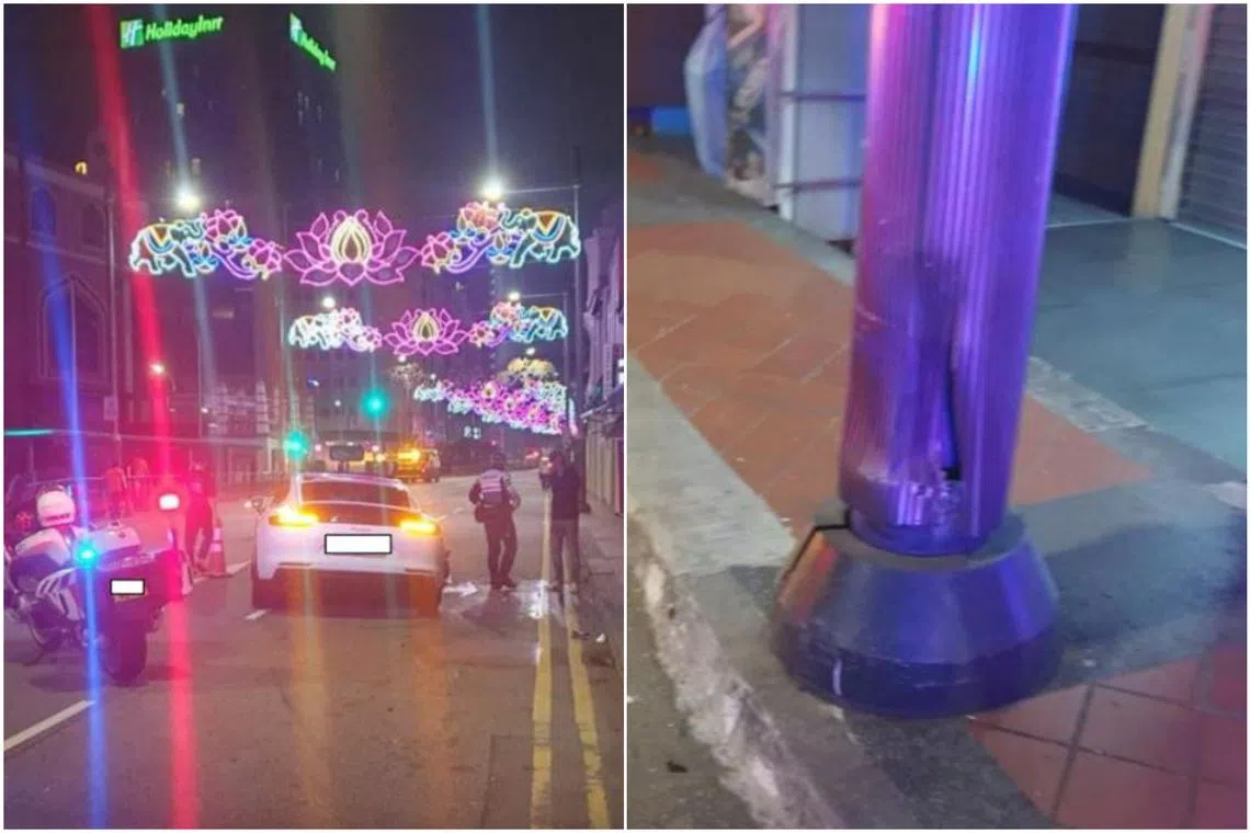 One of the motorists was driving along Serangoon Road when he collided into a lamp post in September 2024.