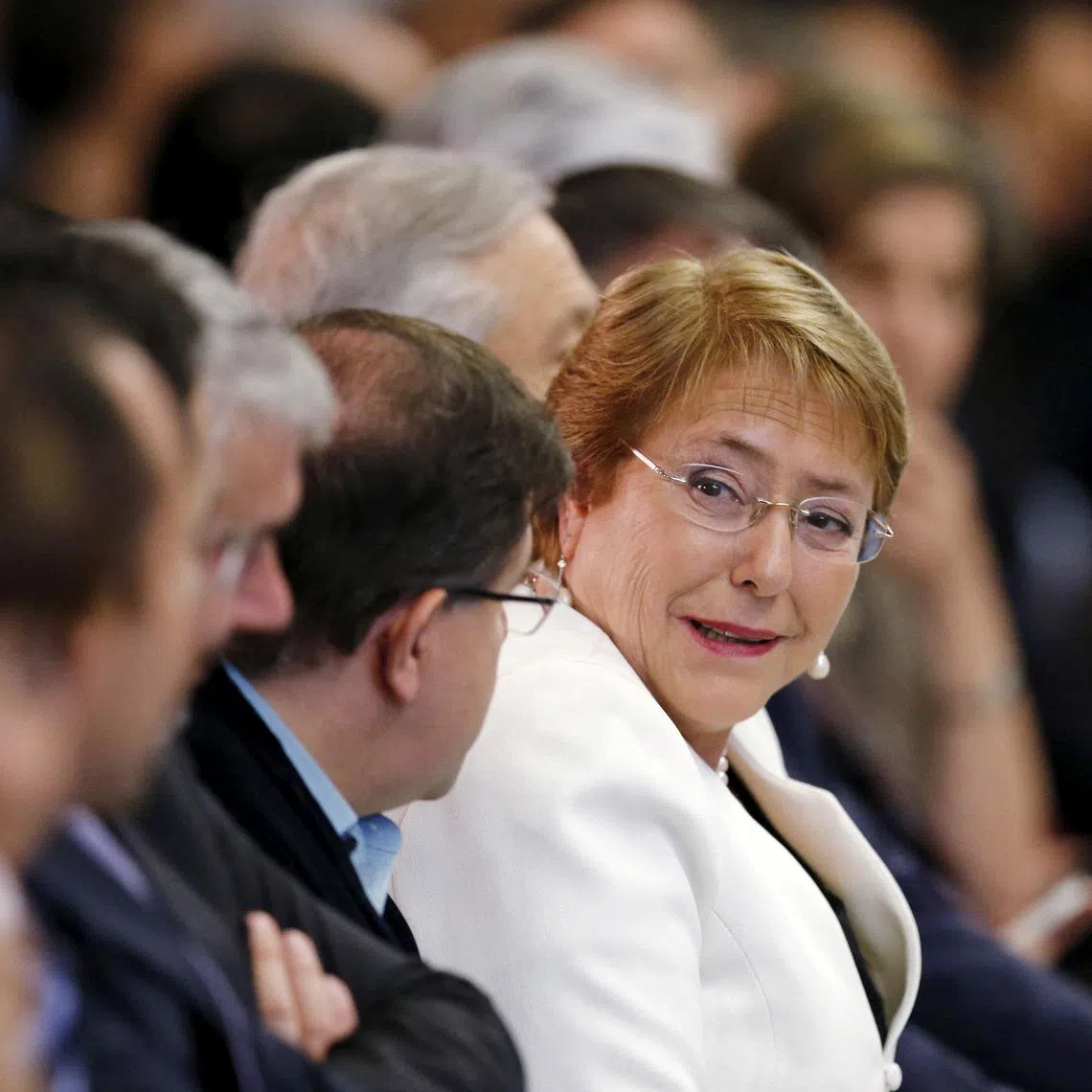 FILE PHOTO: Chile's President Michelle Bachelet meets with Chilean residents in Mexico City August 14, 2015. REUTERS/Henry Romero/File Photo