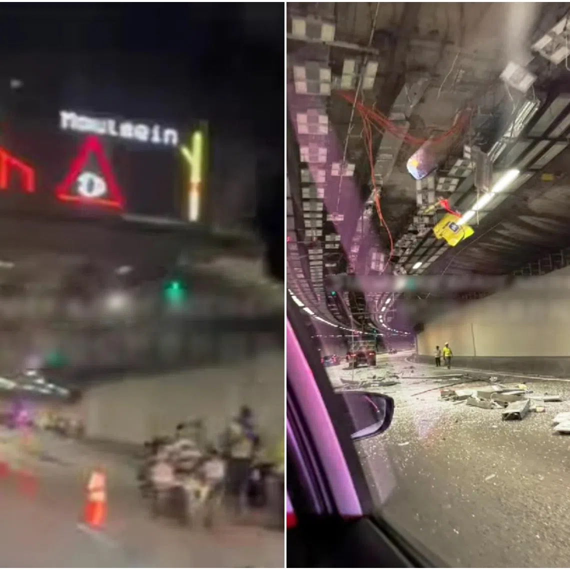 The driver of the tipper truck was arrested for driving a heavy motor vehicle with an overall height exceeding 4.5m without being escorted by police or auxiliary police.