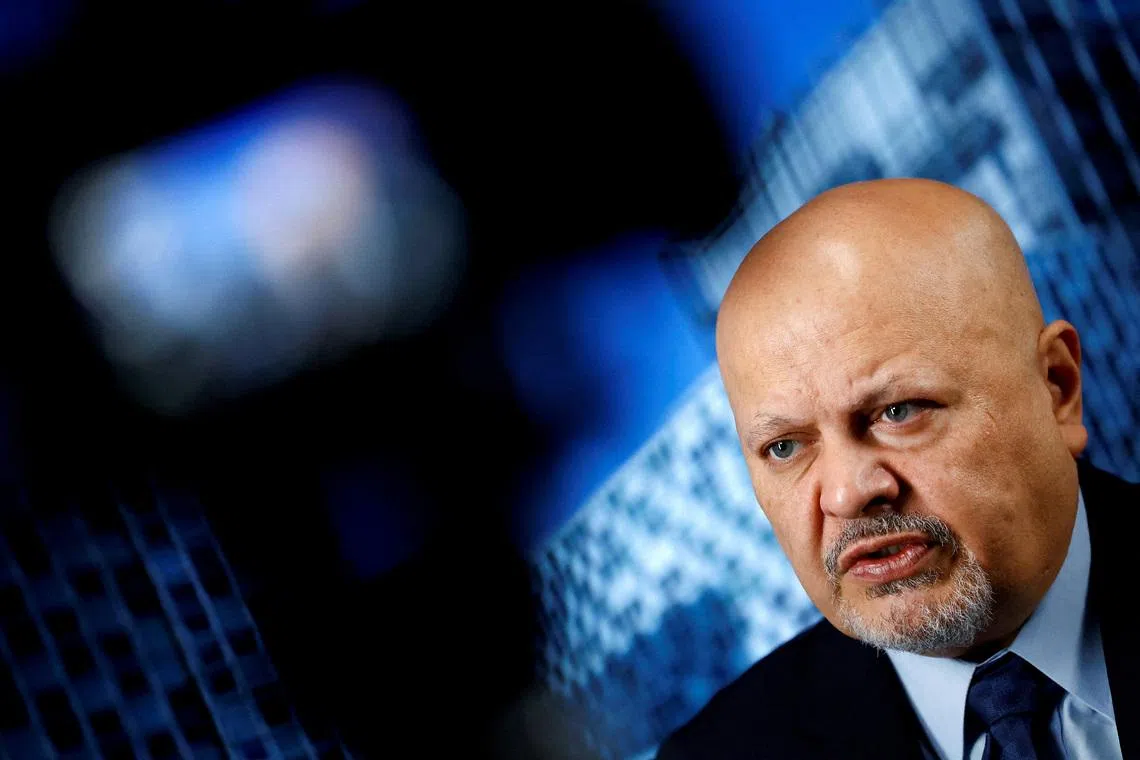 FILE PHOTO: International Criminal Court Prosecutor Karim Khan talks during an interview with Reuters in The Hague, Netherlands January 16, 2025. REUTERS/Piroschka van de Wouw/File Photo