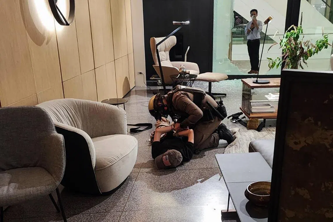 A 14-year-old suspected gunman was detained following a shooting at at the Siam Paragon shopping mall in Bangkok, Thailand on October 3, 2023. Thai police said the suspected gunman was arrested, while emergency services confirmed at least three people were killed and four others were injured.