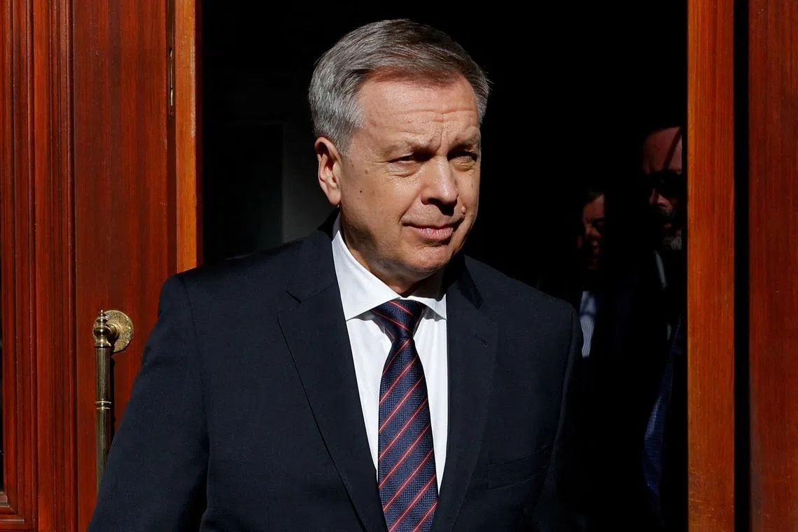 Igor Kostyukov, Chief of the Main Directorate of the General Staff of the Russian Armed Forces, who is part of the Russian delegation in Istanbul for potential peace talks with Ukraine, exits the consulate general of the Russian Federation, in Istanbul, Turkey, May 15, 2025. REUTERS/Maxim Shemetov