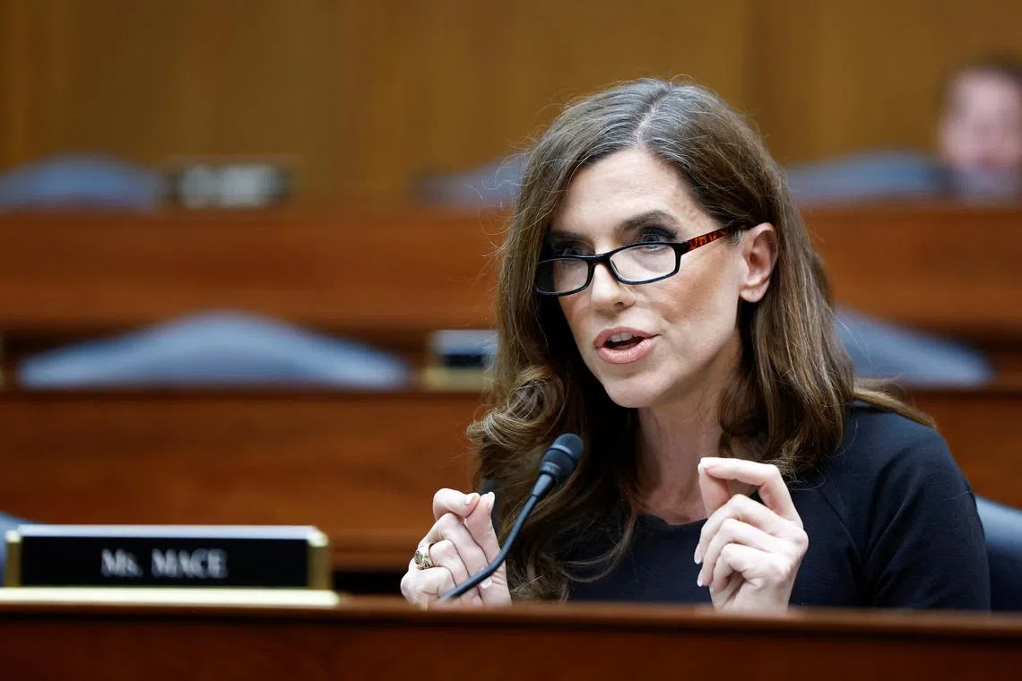 FILE PHOTO: U.S. Representative Nancy Mace (R-SC) speaks during the House Armed Services Committee hearing in Washington, U.S., February 29, 2024. REUTERS/Evelyn Hockstein/File Photo
