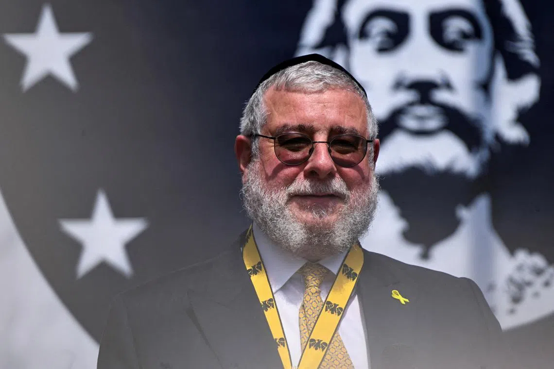 FILE PHOTO: Chief Rabbi Pinchas Goldschmidt looks on during an award ceremony on the day he and the Jewish people in Europe receive the International Charlemagne Prize (Karlspreis) 2024 in Aachen, Germany, May 9, 2024. REUTERS/Jana Rodenbusch/File Photo