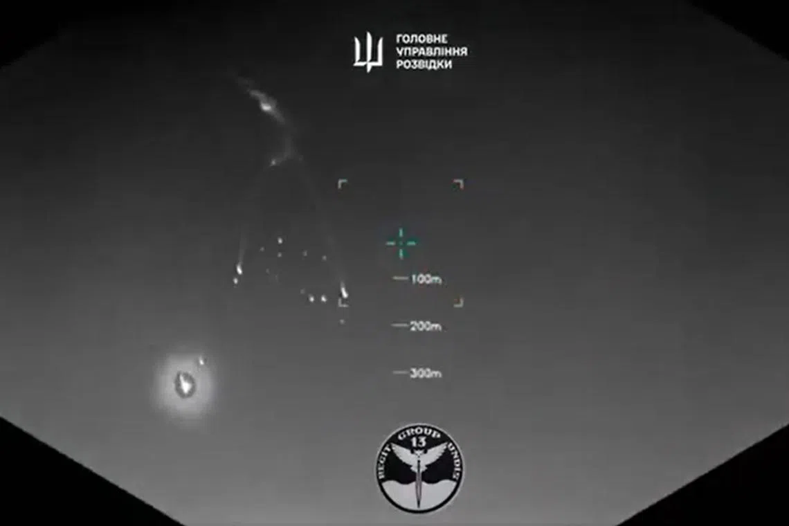 Ukrainian defence officials released a video showing the Russian fighter jet being targeted and shot down by a sea drone.