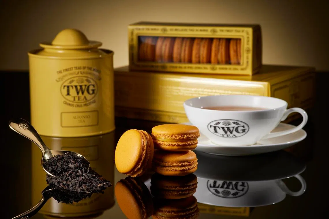 Mango Macaron with Alfonso Tea-infused Chocolate Ganache.