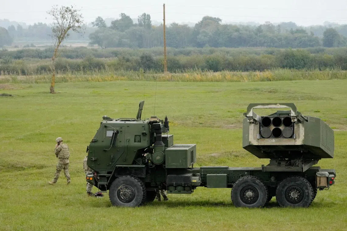 FILE PHOTO: An M142 High Mobility Artillery Rocket System (HIMARS) takes part in a military exercise near Liepaja, Latvia September 26, 2022. REUTERS/Ints Kalnins/File Photo