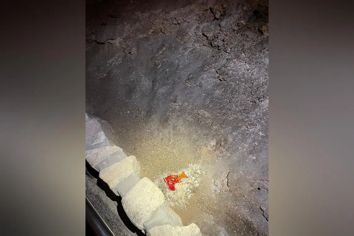 It is not known how long the packet of snacks was on the floor of the cave, but a park guide believes it was there for "not more than a couple of days".