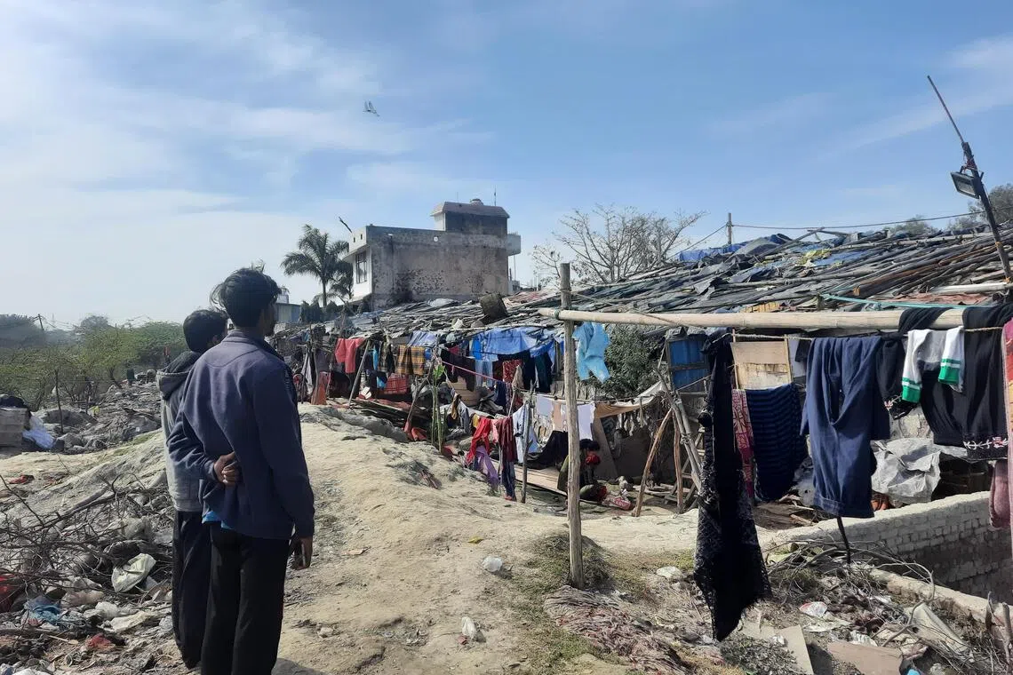 ddrohingya - A view of the Rohingya refugee slum at Kanchan Kunj in Delhi. The camp, which is home to some 260-odd Rohingya refugees, has been destroyed twice in a blaze that some believe may have been acts of arson.