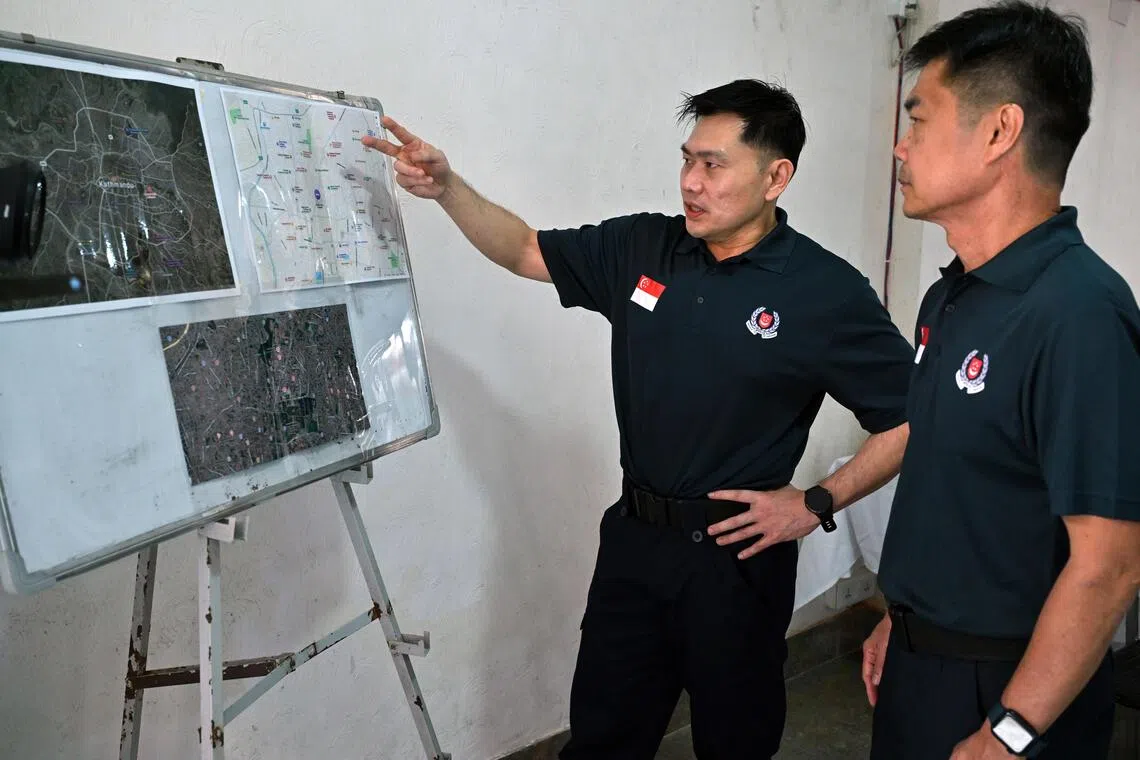 Assistant Commissioner of Police, Patrick Tan, (left) and Deputy Assistant Commissioner of Police Eugene Wang in Kathmandu on Sept 5.