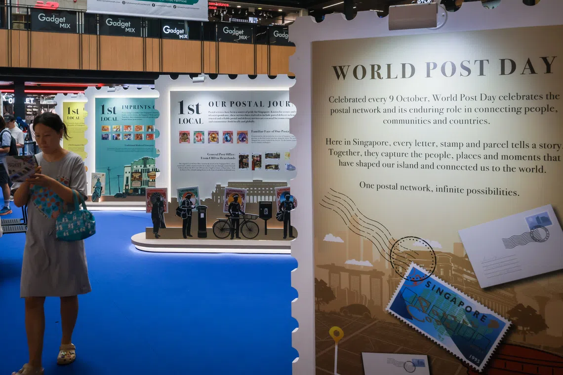 The World Post Day 2026 exhibition, which features new lenticular stamp launches, a 10-station stamp rally, and postal technology showcases is held at the SingPost Centre on Oct 9.