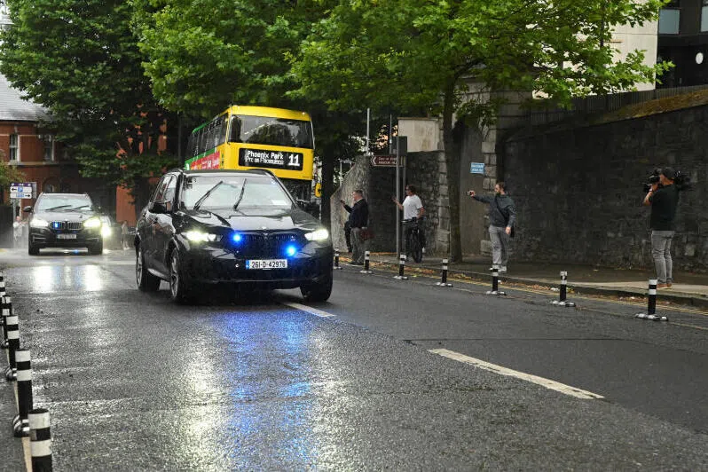 Vehicles arrive to the Special Criminal Court in Dublin where alleged Irish crime gang boss Daniel Kinahan is due to appear on charges of organised criminal activity after being extradited to Ireland from the UAE.