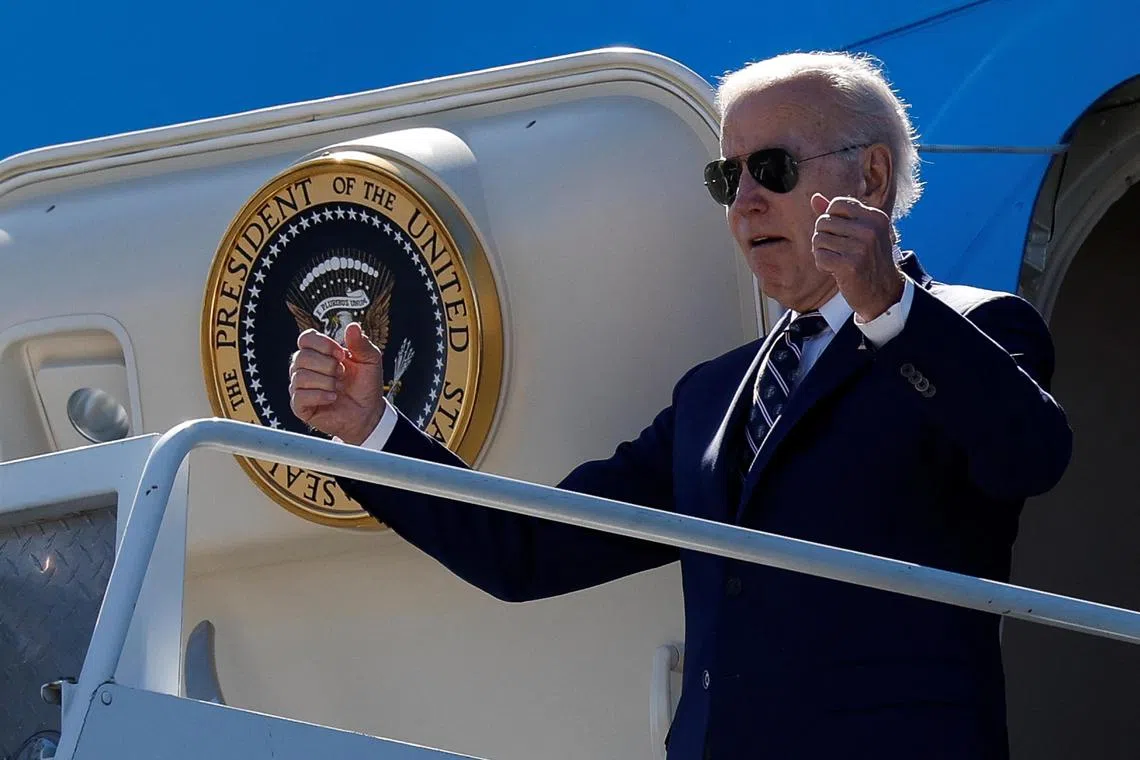 US President Joe Biden arrives at Philadelphia International Airport ahead of the release of his budget for fiscal year 2024, on March 9, 2023.