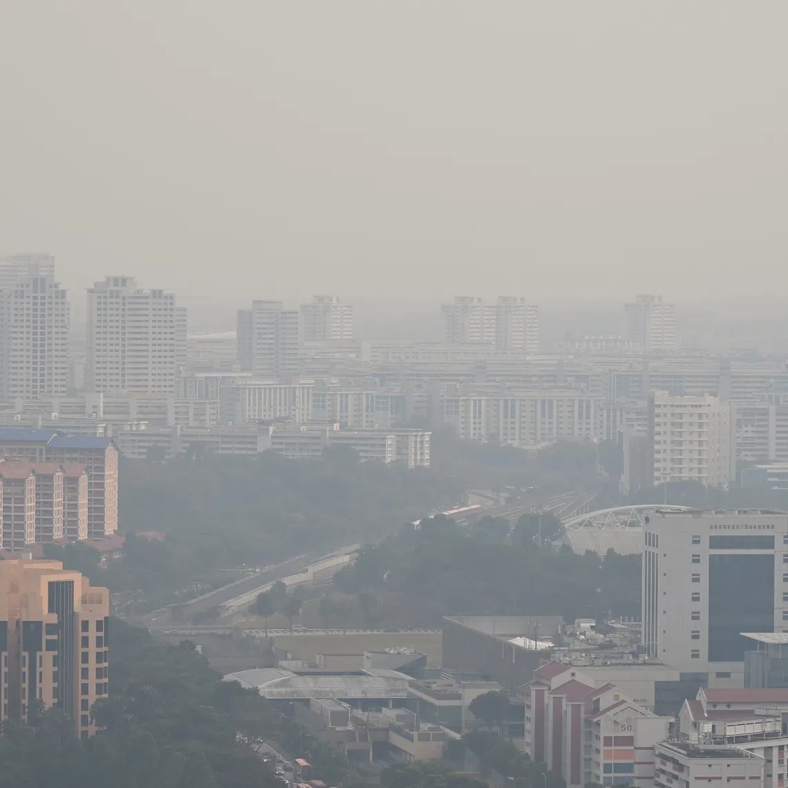 Hazy conditions seen from Toa Payoh Lorong 1 at 9am on Sept 4.