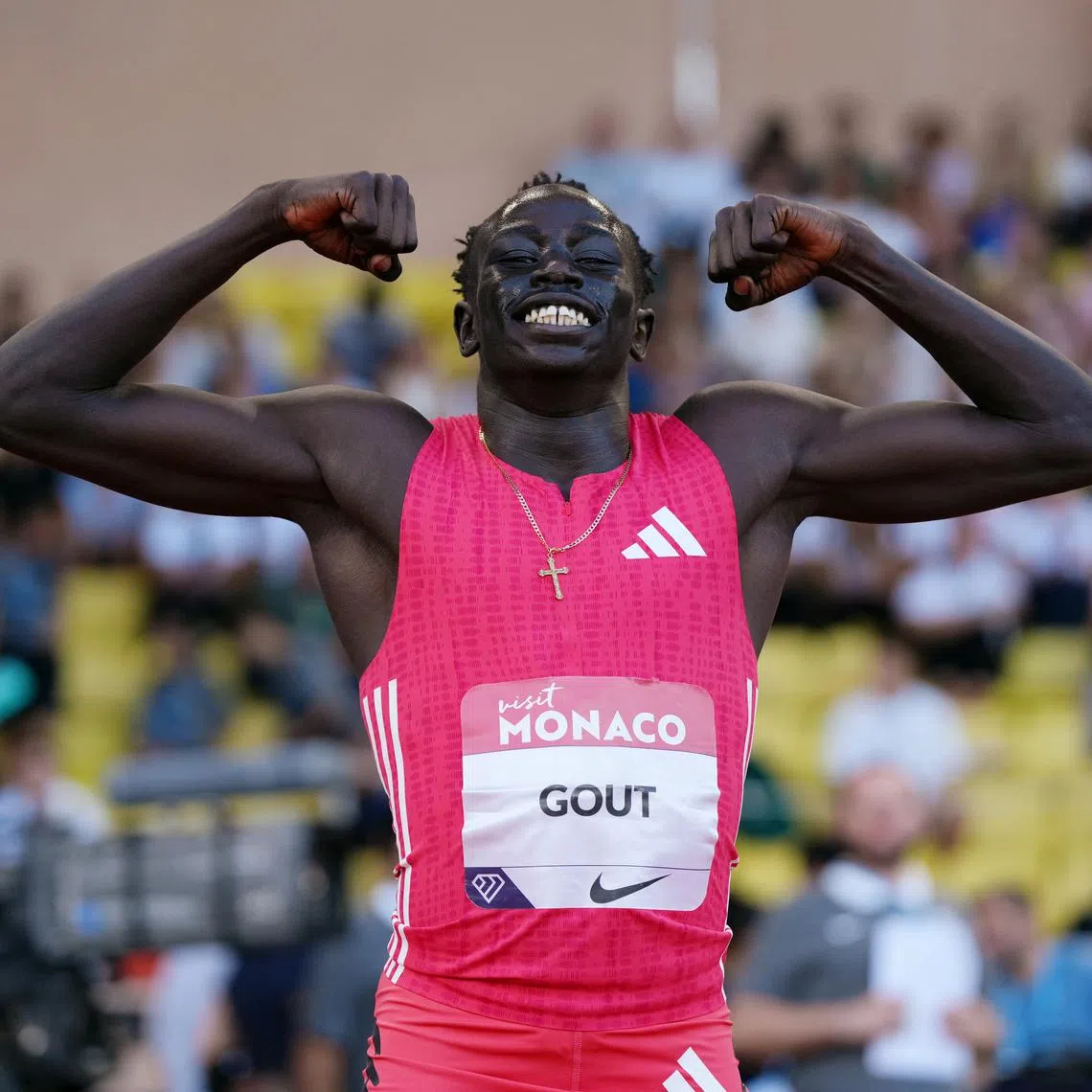 FILE PHOTO: Athletics - Diamond League - Monaco - Stade Louis II, Monaco - July 11, 2025 Australia's Gout Gout celebrates after winning the Men's U23 200m final REUTERS/Aleksandra Szmigiel/File Photo