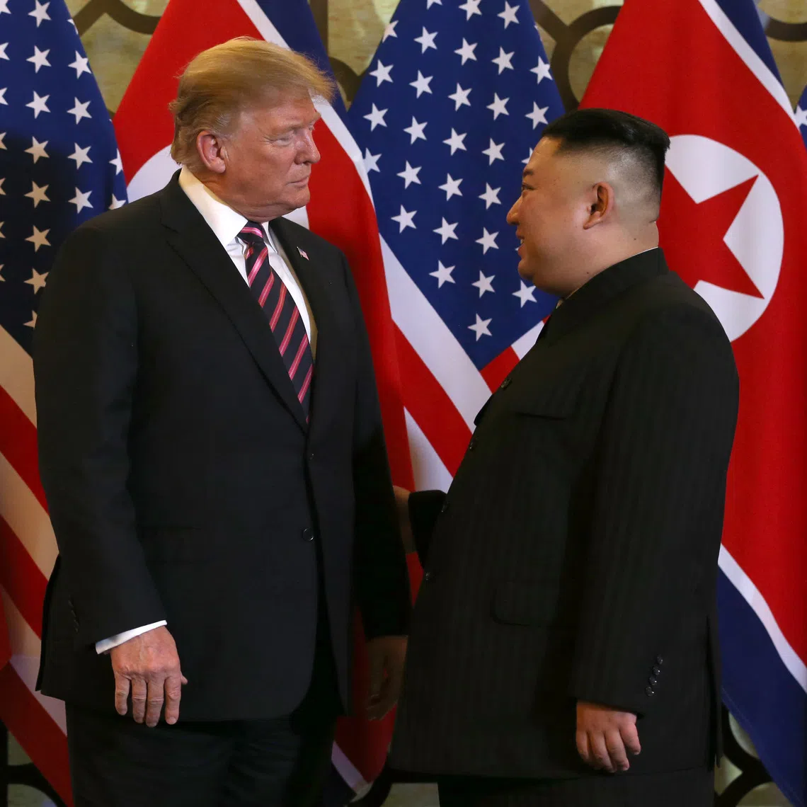 U.S. President Donald Trump and North Korean leader Kim Jong Un meet during the second U.S.-North Korea summit at the Metropole Hotel in Hanoi, Vietnam February 27, 2019. REUTERS/Leah Millis