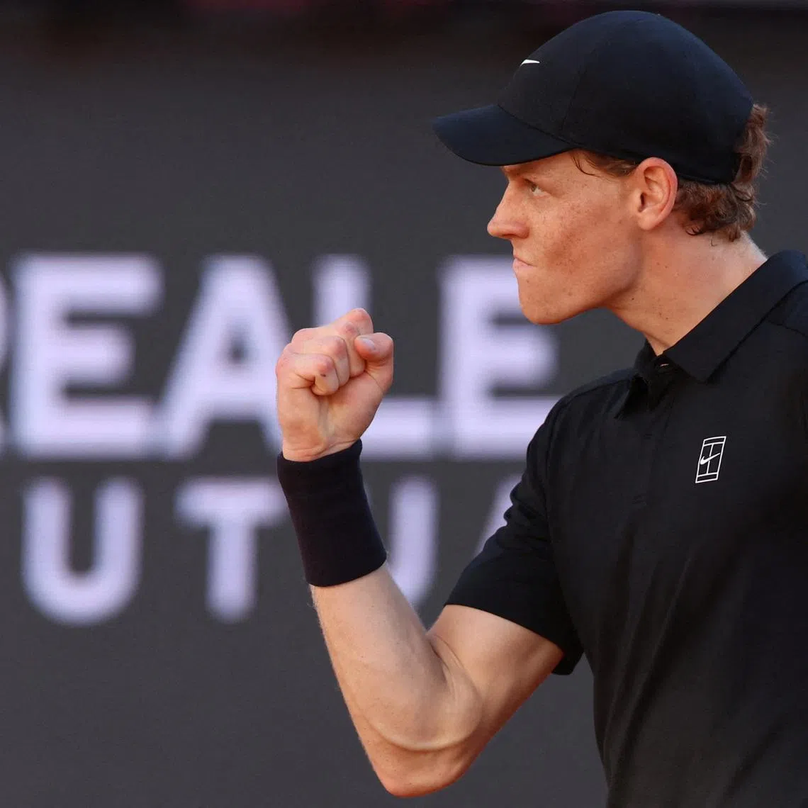 FILE PHOTO: Tennis - Italian Open - Foro Italico, Rome, Italy - May 17, 2026 Italy's Jannik Sinner reacts during his men's final match against Norway's Casper Rudd REUTERS/Ciro De Luca/File Photo