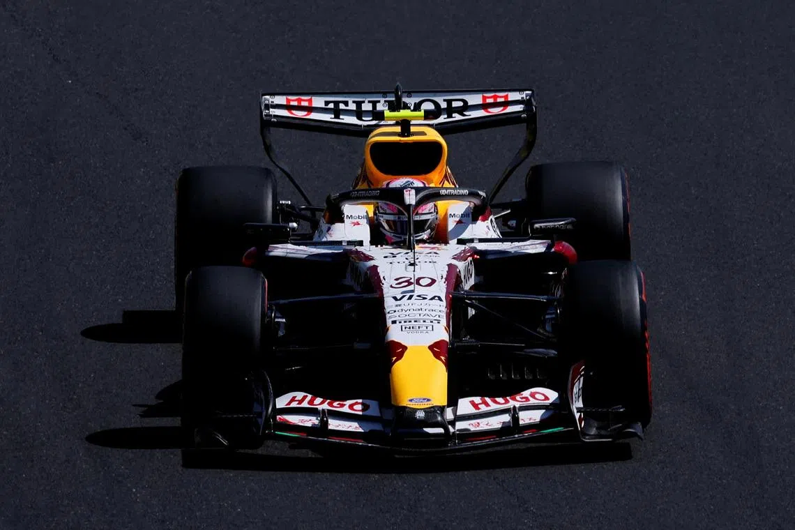 FILE PHOTO: Formula One F1 - Japanese Grand Prix - Suzuka Circuit, Suzuka, Japan - March 27, 2026 Racing Bulls' Liam Lawson in action during the first practice session REUTERS/Kim Kyung-Hoon/File Photo
