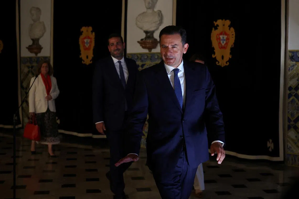 Luis Montenegro, Social Democratic Party (PSD) and Democratic Alliance (AD) leader, leaves Belem Palace after meeting with Portugal President Marcelo Rebelo de Sousa, following the final results of the general elections in Lisbon, Portugal, May 29, 2025. REUTERS/Pedro Nunes/File Photo