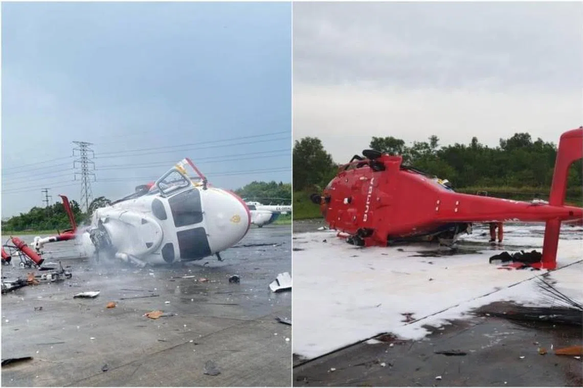 The helicopter crashed on the apron of University Kuala Lumpur Malaysian Institute of Aviation Technology.