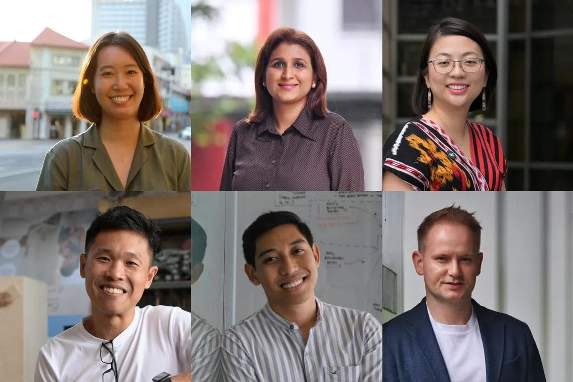 (Clockwise from top left) Ms Lynette Tan, Ms Ayesha Shaikh, Ms Khoo Choon Yen, Mr Michael Schroeder, Mr Safafisalam Bohari Jaon and Mr Larson Ong.