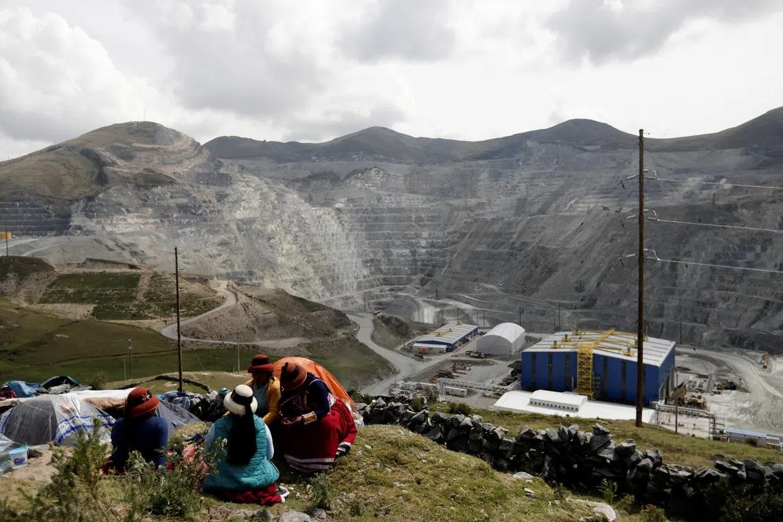 FILE PHOTO: Members of indigenous communities camp on the property of Chinese-owned Las Bambas copper mine, in Las Bambas, Peru April 26, 2022. REUTERS/Angela Ponce/File Photo