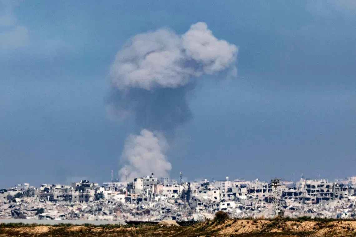 Israeli bombards Gaza on Jan 4, 2024, amid its ongoing war against Hamas militants.
