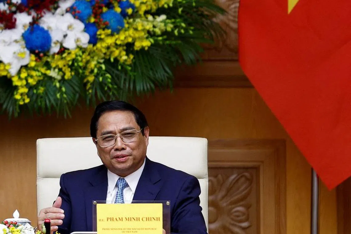 FILE PHOTO: Vietnam's Prime Minister Pham Minh Chinh meets with U.S. President Joe Biden (not pictured) in Hanoi, Vietnam, September 11, 2023. REUTERS/Evelyn Hockstein/File Photo